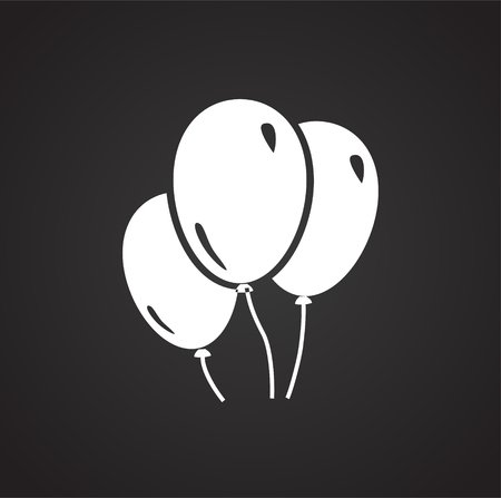 Birthday balloons icon on black background for graphic and web design, Modern simple vector sign. Internet concept. Trendy symbol for website design web button or mobile appのイラスト素材
