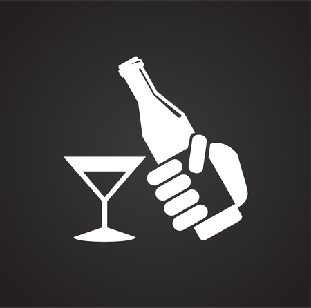 Birthday alcohol icon on black background for graphic and web design, Modern simple vector sign. Internet concept. Trendy symbol for website design web button or mobile appのイラスト素材