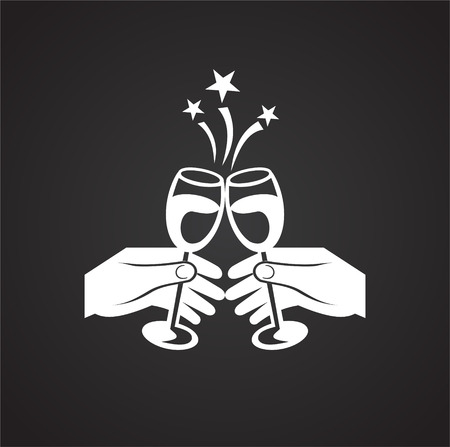 Wedding glasses cheers icon on black background for graphic and web design, Modern simple vector sign. Internet concept. Trendy symbol for website design web button or mobile appのイラスト素材