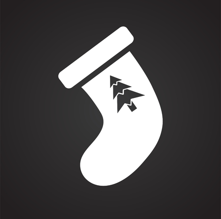 Christmas stocking icon on black background for graphic and web design, Modern simple vector sign. Internet concept. Trendy symbol for website design web button or mobile appの写真素材