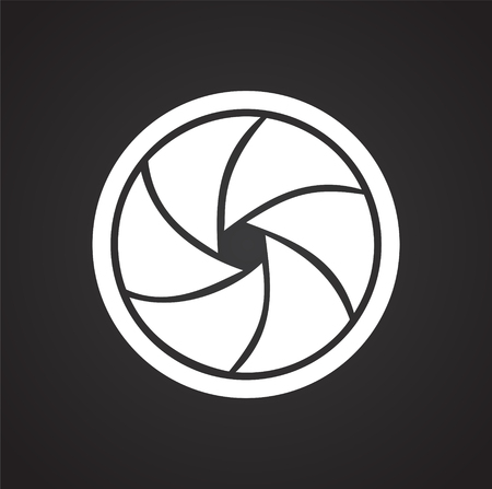 Camera aperture icon on black background for graphic and web design, Modern simple vector sign. Internet concept. Trendy symbol for website design web button or mobile appのイラスト素材