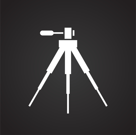 Camera tripod icon on black background for graphic and web design, Modern simple vector sign. Internet concept. Trendy symbol for website design web button or mobile appの写真素材
