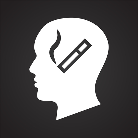 Human head smoking icon on black background for graphic and web design, Modern simple vector sign. Internet concept. Trendy symbol for website design web button or mobile appのイラスト素材