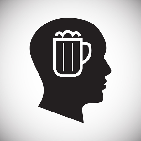 Human head with beer glass icon on white background for graphic and web design, Modern simple vector sign. Internet concept. Trendy symbol for website design web button or mobile appのイラスト素材