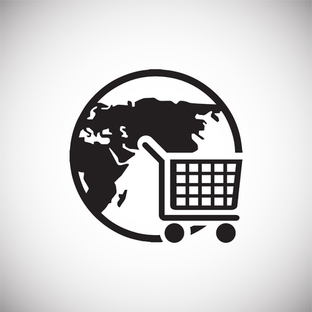 Online shopping worldwide shipping icon on white background for graphic and web design, Modern simple vector sign. Internet concept. Trendy symbol for website design web button or mobile appのイラスト素材