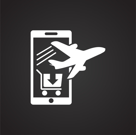Onli shopping mobile app icon on black background for graphic and web design, Modern simple vector sign. Internet concept. Trendy symbol for website design web button or mobile appのイラスト素材