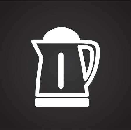 Electric kettle icon on black background for graphic and web design, Modern simple vector sign. Internet concept. Trendy symbol for website design web button or mobile appのイラスト素材