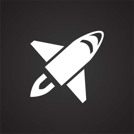 Space shuttle icon on black background for graphic and web design, Modern simple vector sign. Internet concept. Trendy symbol for website design web button or mobile appのイラスト素材