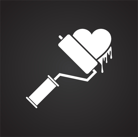 Heart painting roll icon on black background for graphic and web design, Modern simple vector sign. Internet concept. Trendy symbol for website design web button or mobile appのイラスト素材