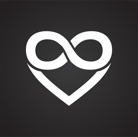 Heart infiniti symbol icon on black background for graphic and web design, Modern simple vector sign. Internet concept. Trendy symbol for website design web button or mobile appのイラスト素材