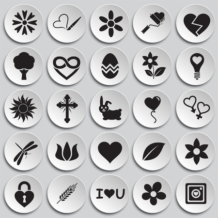 Spring icons set on plates background for graphic and web design, Modern simple vector sign. Internet concept. Trendy symbol for website design web button or mobile appのイラスト素材