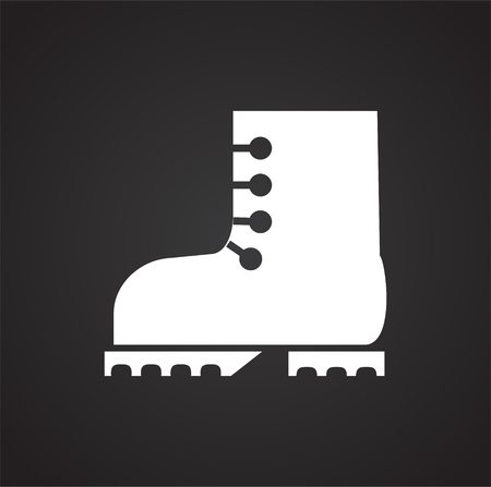 Camping boots trekking icon on black background for graphic and web design, Modern simple vector sign. Internet concept. Trendy symbol for website design web button or mobile appの写真素材