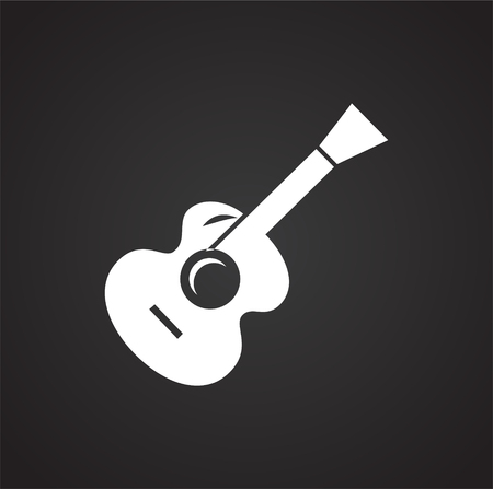 Camping guitar icon on black background for graphic and web design, Modern simple vector sign. Internet concept. Trendy symbol for website design web button or mobile appの写真素材