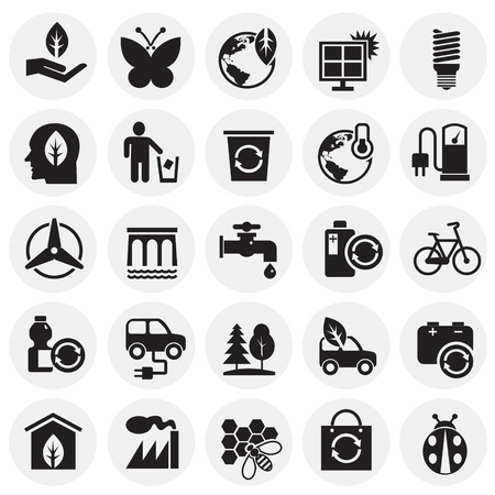 Ecology icons on circles background for graphic and web design, Modern simple vector sign. Internet concept. Trendy symbol for website design web button or mobile appのイラスト素材