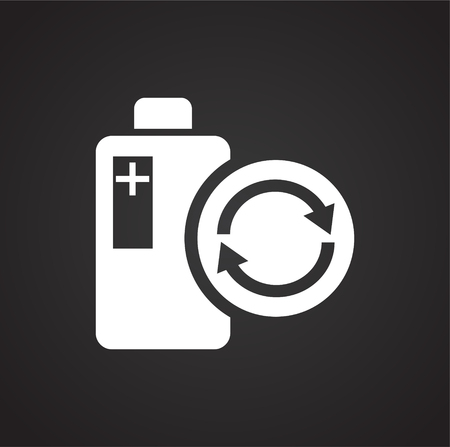 Battery recycle icon on black background for graphic and web design, Modern simple vector sign. Internet concept. Trendy symbol for website design web button or mobile appのイラスト素材