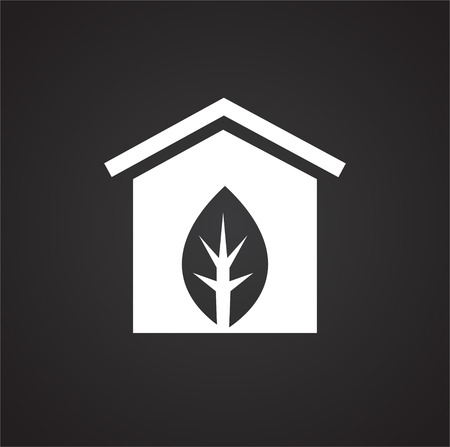 Green home icon on black background for graphic and web design, Modern simple vector sign. Internet concept. Trendy symbol for website design web button or mobile appのイラスト素材