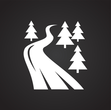 Road to fishing site on black background for graphic and web design, Modern simple vector sign. Internet concept. Trendy symbol for website design web button or mobile appのイラスト素材