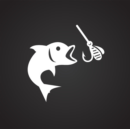 Fish icon on black background for graphic and web design, Modern simple vector sign. Internet concept. Trendy symbol for website design web button or mobile appのイラスト素材