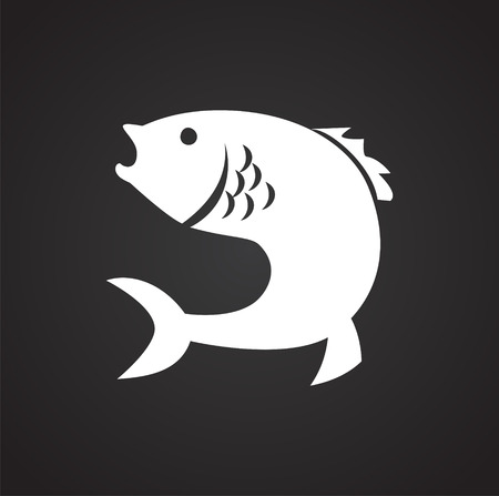 Fish icon on black background for graphic and web design, Modern simple vector sign. Internet concept. Trendy symbol for website design web button or mobile appのイラスト素材