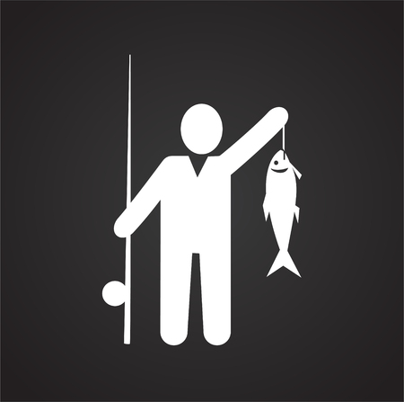 Fisherman icon on black background for graphic and web design, Modern simple vector sign. Internet concept. Trendy symbol for website design web button or mobile appのイラスト素材