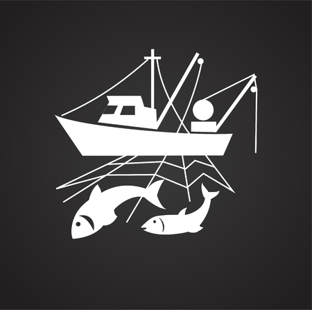 Industrial fishing on black background for graphic and web design, Modern simple vector sign. Internet concept. Trendy symbol for website design web button or mobile appの写真素材