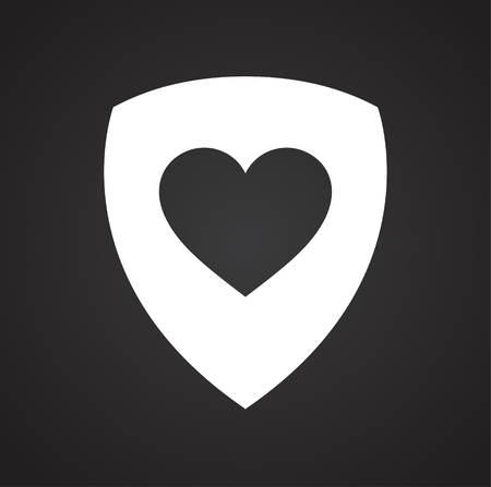 Heart on shield icon on black background for graphic and web design, Modern simple vector sign. Internet concept. Trendy symbol for website design web button or mobile appのイラスト素材