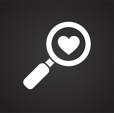 Love search loupe icon on black background for graphic and web design, Modern simple vector sign. Internet concept. Trendy symbol for website design web button or mobile appのイラスト素材