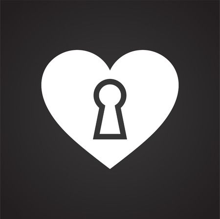 Heart pad lock icon on black background for graphic and web design, Modern simple vector sign. Internet concept. Trendy symbol for website design web button or mobile appのイラスト素材