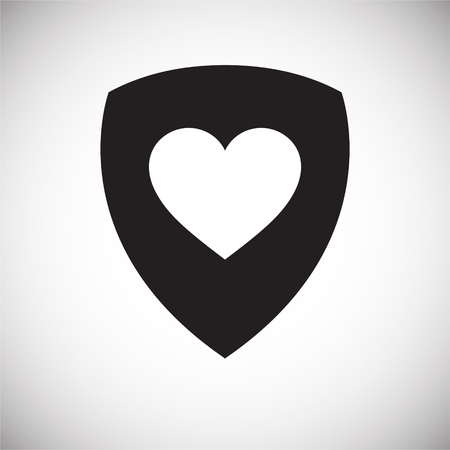 Heart on shield icon on white background for graphic and web design, Modern simple vector sign. Internet concept. Trendy symbol for website design web button or mobile appのイラスト素材