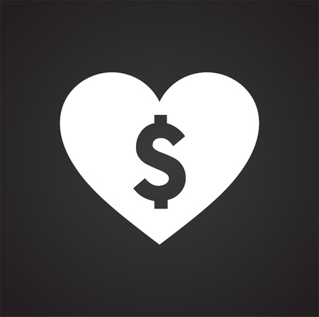 Heart with dollar icon on black background for graphic and web design, Modern simple vector sign. Internet concept. Trendy symbol for website design web button or mobile appのイラスト素材