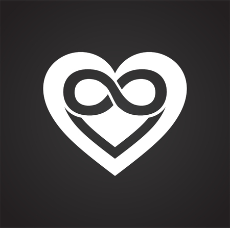 Infinity heart icon on black background for graphic and web design, Modern simple vector sign. Internet concept. Trendy symbol for website design web button or mobile appのイラスト素材