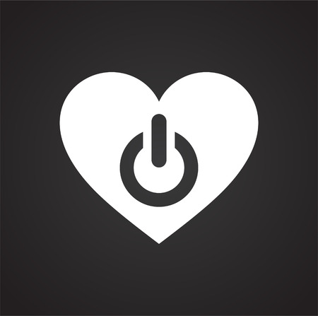 Heart power button icon on black background for graphic and web design, Modern simple vector sign. Internet concept. Trendy symbol for website design web button or mobile appのイラスト素材