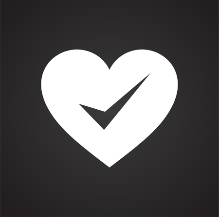 Heart with check sign icon on black background for graphic and web design, Modern simple vector sign. Internet concept. Trendy symbol for website design web button or mobile appのイラスト素材