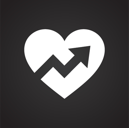 Heart with arrow icon on black background for graphic and web design, Modern simple vector sign. Internet concept. Trendy symbol for website design web button or mobile appのイラスト素材
