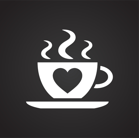 Hot drink with heart icon on black background for graphic and web design, Modern simple vector sign. Internet concept. Trendy symbol for website design web button or mobile appのイラスト素材