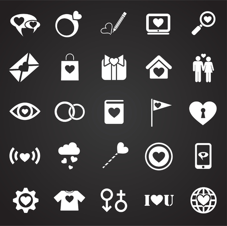 Valentines day icons seton black background for graphic and web design, Modern simple vector sign. Internet concept. Trendy symbol for website design web button or mobile appの写真素材