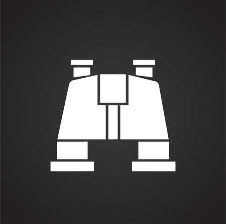 Binoculars icon on black background for graphic and web design, Modern simple vector sign. Internet concept. Trendy symbol for website design web button or mobile appの写真素材