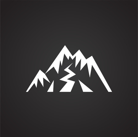 Mountain icon on black background for graphic and web design, Modern simple vector sign. Internet concept. Trendy symbol for website design web button or mobile appのイラスト素材