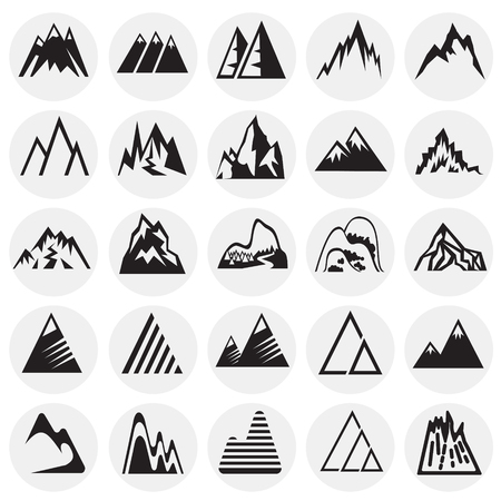 Mountain icons set on circles background for graphic and web design, Modern simple vector sign. Internet concept. Trendy symbol for website design web button or mobile appの写真素材