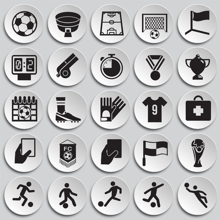 Soccer icons set on cirles background for graphic and web design, Modern simple vector sign. Internet concept. Trendy symbol for website design web button or mobile appのイラスト素材