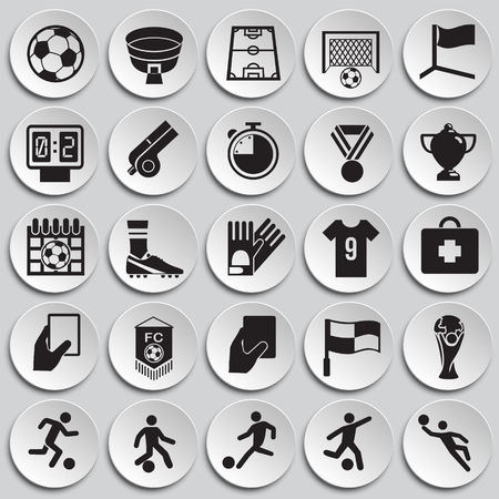 Soccer icons set on cirles background for graphic and web design, Modern simple vector sign. Internet concept. Trendy symbol for website design web button or mobile appのイラスト素材