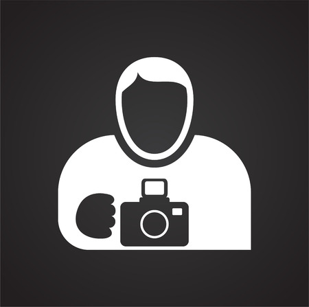 Photographer icon on black background for graphic and web design, Modern simple vector sign. Internet concept. Trendy symbol for website design web button or mobileのイラスト素材