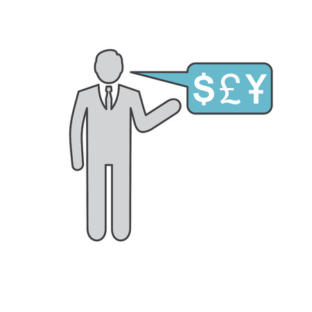 Businessman icon grey and blue on white background for graphic and web design, Modern simple vector sign. Internet concept. Trendy symbol for website design web button or mobile appのイラスト素材