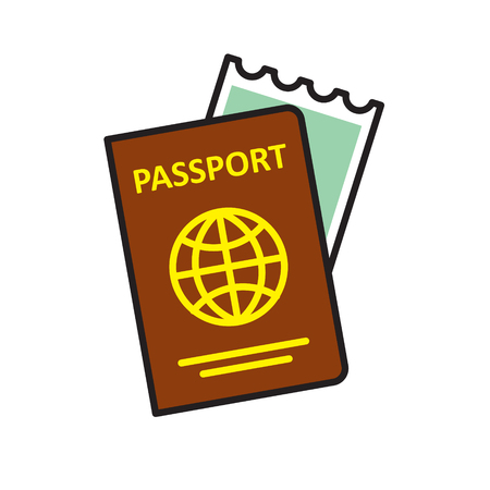 Passport color outline icon on white background for graphic and web design, Modern simple vector sign. Internet concept. Trendy symbol for website design web button or mobile appの写真素材