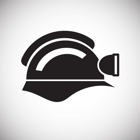 Safety helmet with torch icon on white background for graphic and web design, Modern simple vector sign. Internet concept. Trendy symbol for website design web button or mobileのイラスト素材