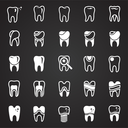 Tooth icon set on black background for graphic and web design, Modern simple vector sign. Internet concept. Trendy symbol for website design web button or mobile appのイラスト素材