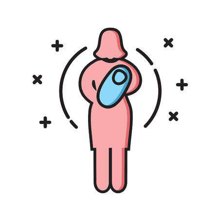 Mother with child outline color icon on white background for graphic and web design, Modern simple vector sign. Internet concept. Trendy symbol for website design web button or mobile appのイラスト素材