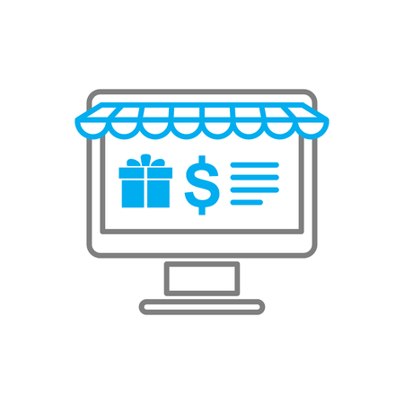 Online shopping icon on white background for graphic and web design, Modern simple vector sign. Internet concept. Trendy symbol for website design web button or mobile appのイラスト素材