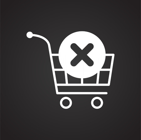 Online shopping cart remove icon on black background for graphic and web design, Modern simple vector sign. Internet concept. Trendy symbol for website design web button or mobile appのイラスト素材