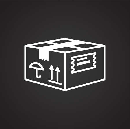 Online shopping delivery box icon on black background for graphic and web design, Modern simple vector sign. Internet concept. Trendy symbol for website design web button or mobile appのイラスト素材